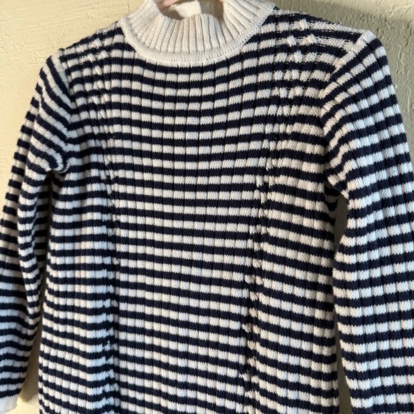 Janie and Jack Mockneck Striped Sweater Dress Navy and White Size 2T - Picture 3 of 10